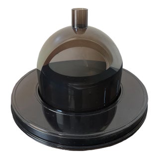 Vintage Dansk Acrylic Cheese Dome and Platter in Charcoal Gray For Sale