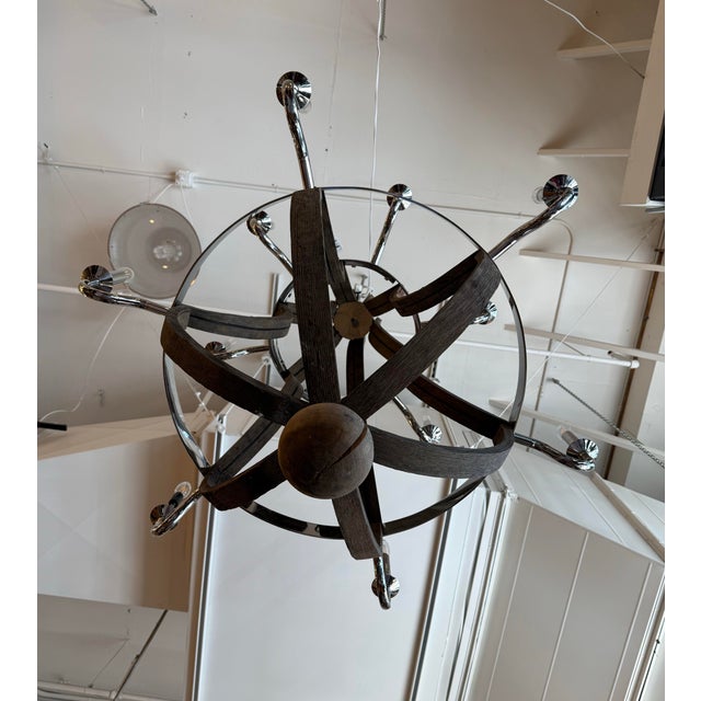 2010s Restoration Hardware Twelve Light Wine Barrel Chandelier For Sale - Image 5 of 16