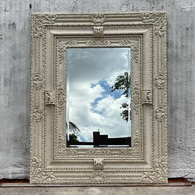 Vintage Regency Monumental Hand Carved Floor Mirror For Sale - Image 9 of 11