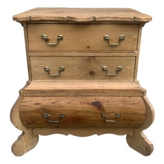 Antique Scandinavian Pine Bombay Chest With Sculptural Silhouette For Sale