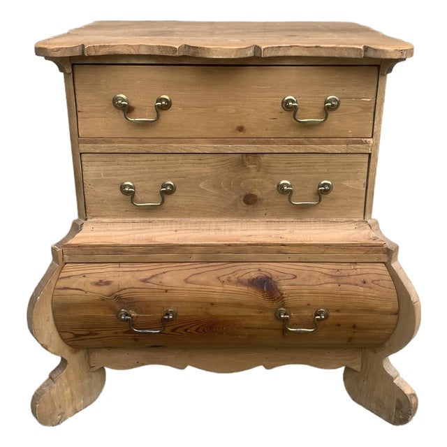 Antique Scandinavian Pine Bombay Chest With Sculptural Silhouette For Sale
