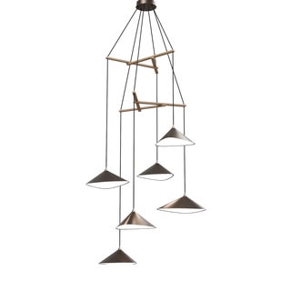 Emily V6 Group Pendant Light in Dark Bronze Semi-Matte by Daniel Becker for Moss Objects For Sale