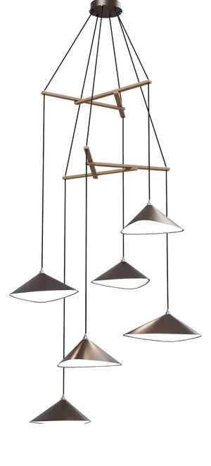 Emily V6 Group Pendant Light in Dark Bronze Semi-Matte by Daniel Becker for Moss Objects