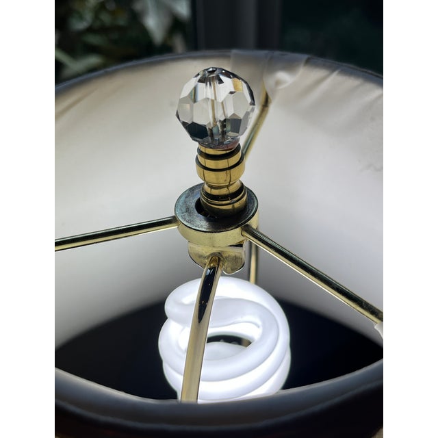 Glass Vintage Waterford Sheila Crystal Table Lamp | 20" Tall | Polished Brass Base For Sale - Image 7 of 9