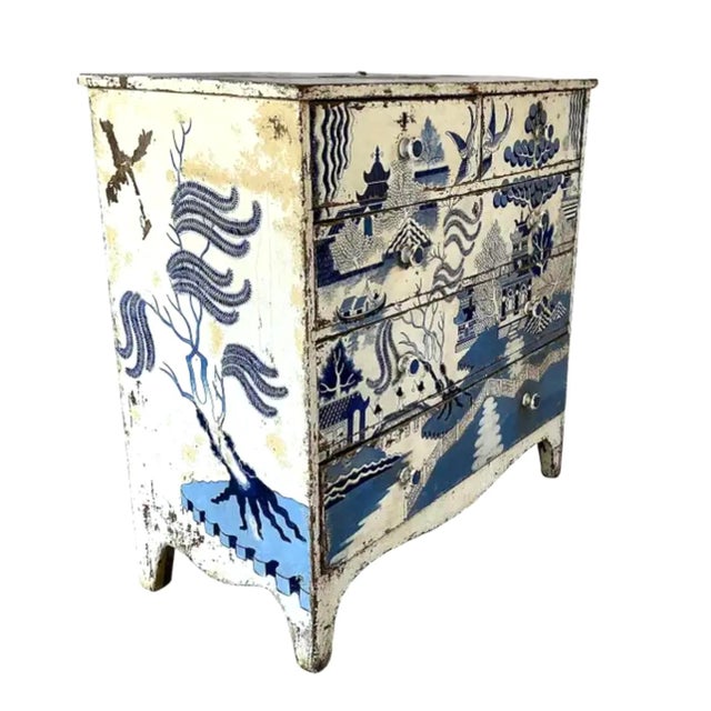 Chinoiserie Early 19th Century George III Chinoiserie Painted Chest For Sale - Image 3 of 14