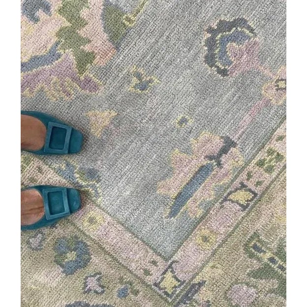 Not Yet Made - Made To Order Modern Handknotted Oushak Rug in Blue & Sage with Pops of Lavender, 6' x 9' For Sale - Image 5 of 9
