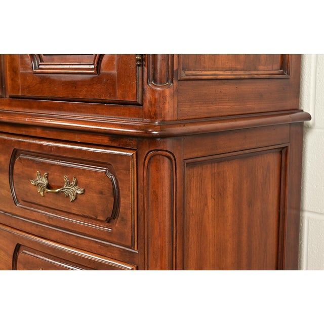 Century Furniture French Provincial Louis XV Carved Cherry Wood Armoire Dresser or Gentleman's Chest For Sale - Image 10 of 15