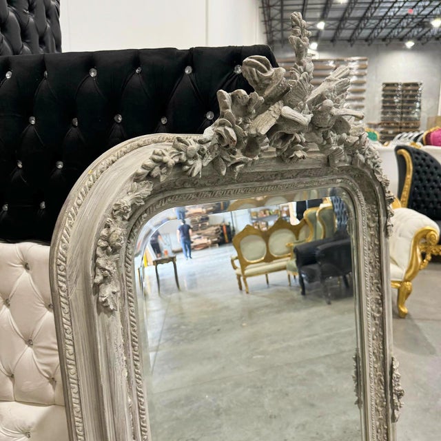 French Style Gray Birds Wall Mirror For Sale - Image 9 of 9