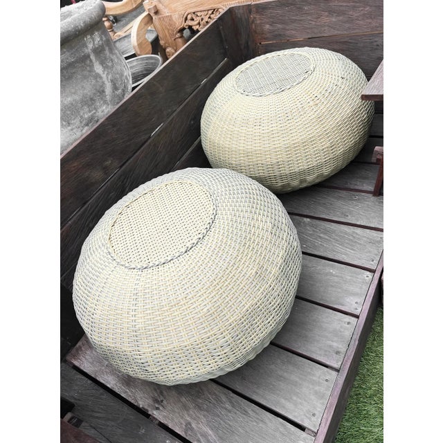 2020s Faux Wicker Bubble Stool Outdoor Ottoman For Sale - Image 5 of 5