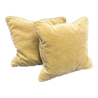 Midcentury Chartreuse Velvet Throw Pillows Pair For Sale
