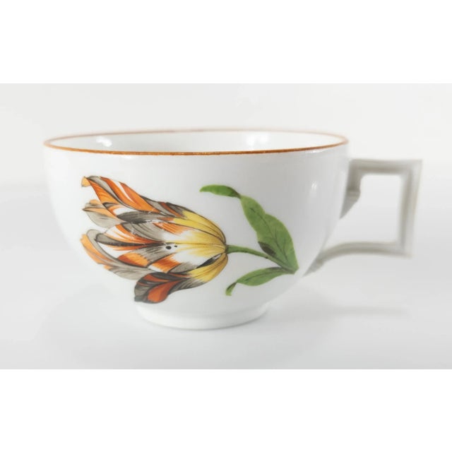 German Meissen Marcolini Period Teacup and Saucer With Tulips For Sale - Image 9 of 13