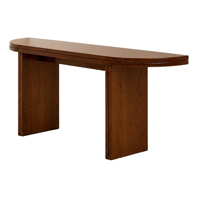 Vintage Oval Console Table in Walnut, 1980s For Sale