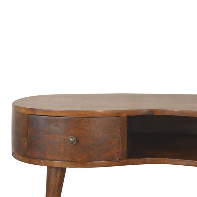 Modern Chestnut Wave Coffee Table With Storage For Sale - Image 3 of 8