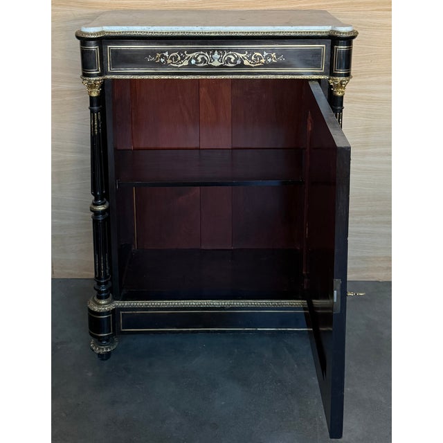 French 19th Century Napoleon III Period Cabinet With Metal Inlays For Sale - Image 4 of 13