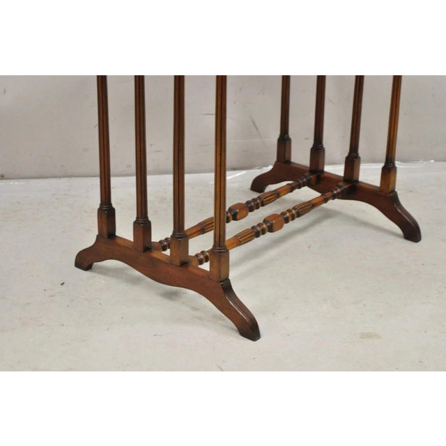 Wood Regency Style Mahogany Brown Tooled Leather Accent Side Table by Highland House For Sale - Image 7 of 12