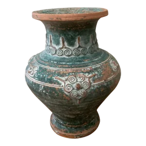 Early 20th Century Chinese Style Glazed Pottery Terracotta Green Vase