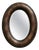 Oval Studded Brown Leather Cushion Wall Mirror For Sale