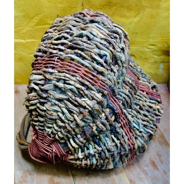 1960s Rustic Buttocks Basket, Red God's Eye For Sale - Image 10 of 11
