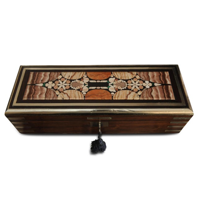 Victorian Pietra Dura Grand Tour Campaign Collectors Box, 1800s For Sale - Image 5 of 7