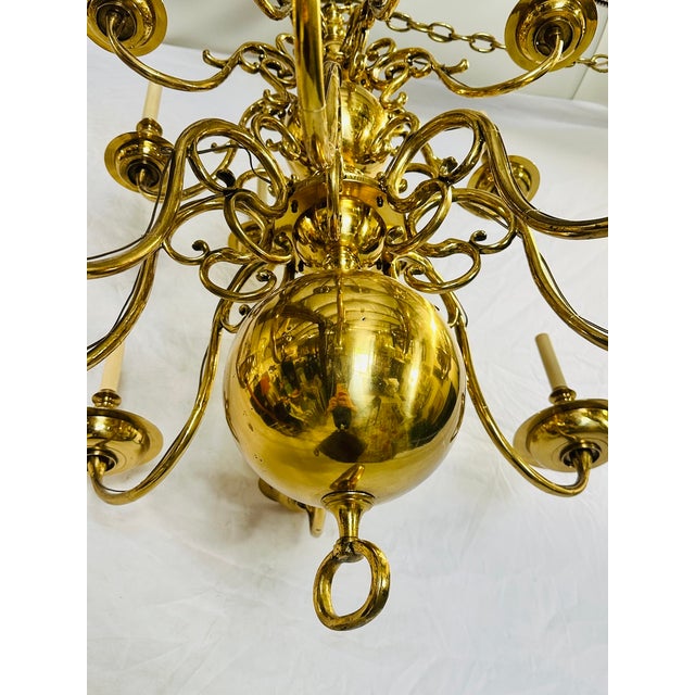 Antique 17th Century Dutch Brass 16-Light Cannonball Chandelier For Sale - Image 4 of 12