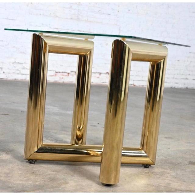 Karl Springer 1970s Modern Brass Plated “Z” End or Side Table Base—Karl Springer Style For Sale - Image 4 of 12
