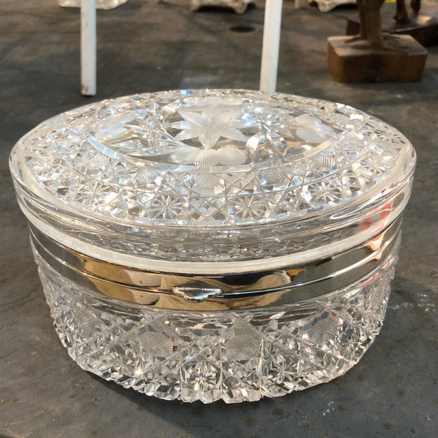 Large Oval Cut Crystal Box For Sale - Image 10 of 10