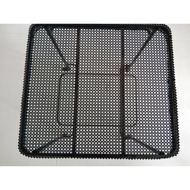 Metal Mathieu Matégot Metal Bar Cart, Glass Lower Shelf, Pleated Apron, France, 1950s For Sale - Image 7 of 17