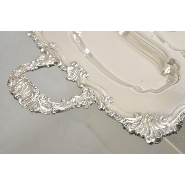 Vintage Victorian Silver Plated Twin Handle Meat Cutlery Serving Platter Tray For Sale - Image 11 of 12