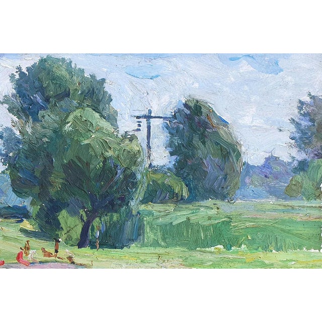 Realism 1970s Impressionism River Landscape Painting, Original Ukrainian Art 50-73,5 For Sale - Image 3 of 6