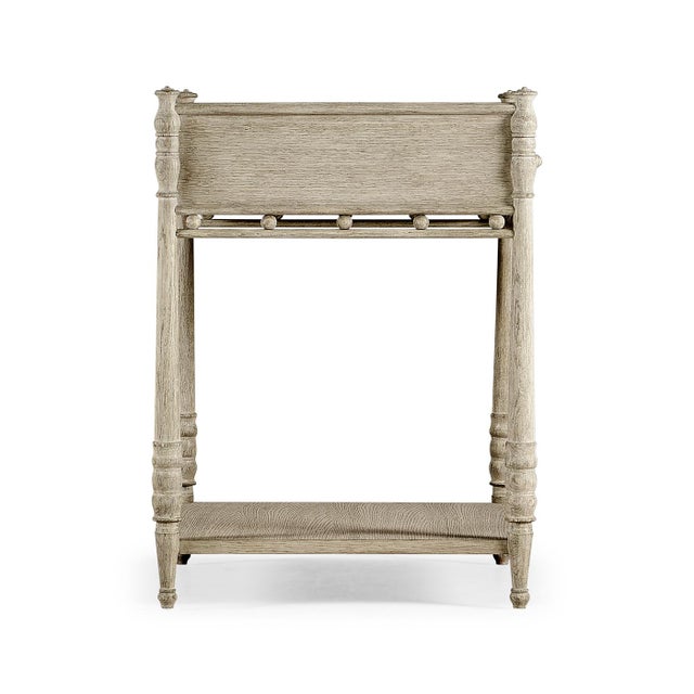 French Provincial Greyed Oak Rustic Bedside Table For Sale - Image 3 of 9