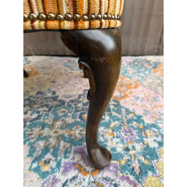 Mid-Century Modern Fun Vintage Striped Velvet Upholstered Armchair For Sale - Image 3 of 10