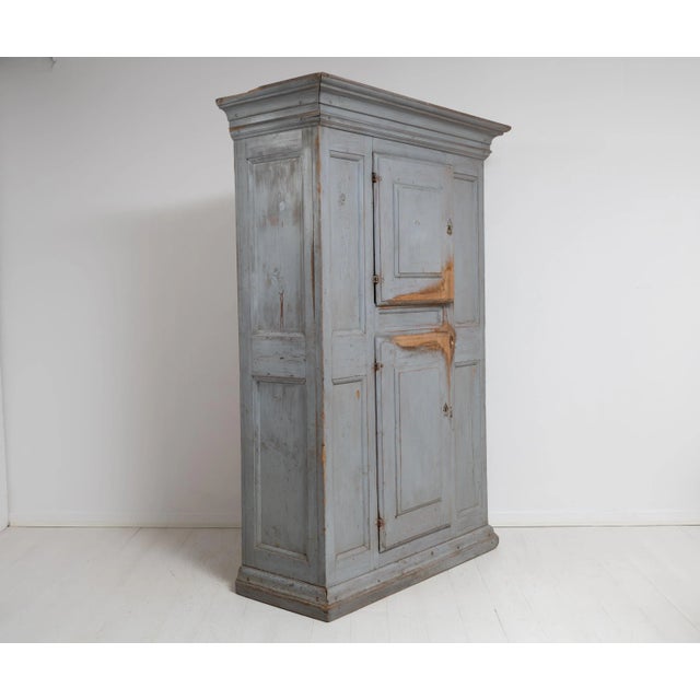 Wood Baroque Swedish Pine Painted Redwood Cabinet, 1700s For Sale - Image 7 of 16