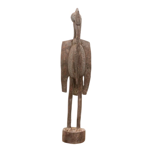 60" Senufo Bird Statue With Oxidized Finish For Sale