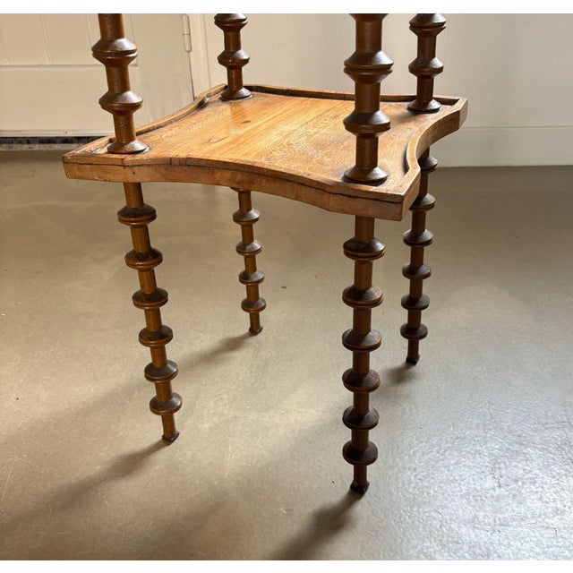 French Tall Side Table with Wire Spool Column Feet, 1920s For Sale - Image 6 of 11