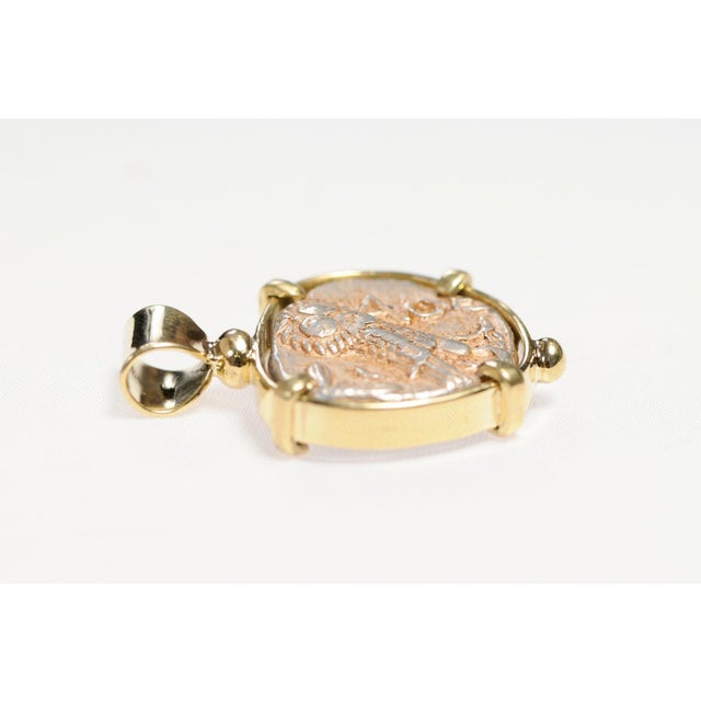 Antique Owl & Athena Coin Pendant in 18kt Gold For Sale - Image 10 of 11