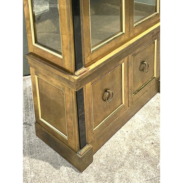 Wood Vintage Mastercraft Brass Pediment Cabinet For Sale - Image 7 of 18