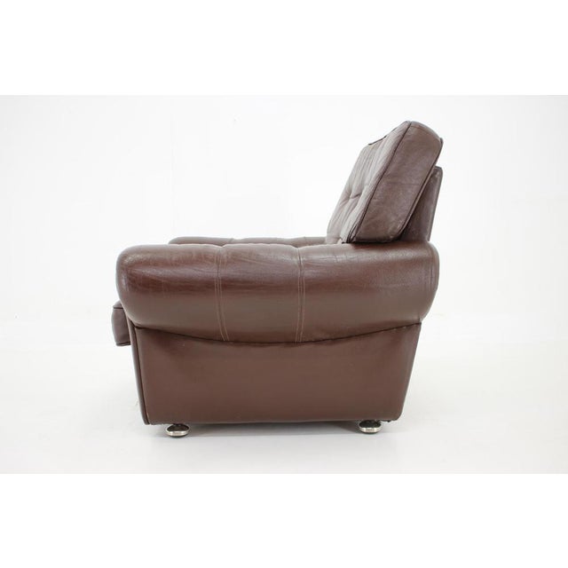 Danish Brown Leather Armchair, Denmark, 1970s For Sale - Image 10 of 18