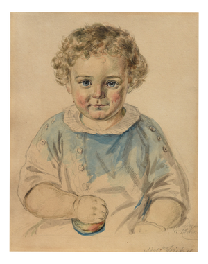 Gustav Adolf Friedrich, Child Portrait, 1851, Watercolor, Framed