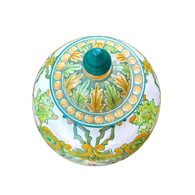 Kelly Green 1970's Portugues Faiancas Green & Gold Temple Jar For Sale - Image 8 of 8