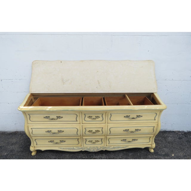 Hickory French Shabby Chic Painted Long Dresser Bathroom Vanity Tv Console For Sale In Miami - Image 6 of 13