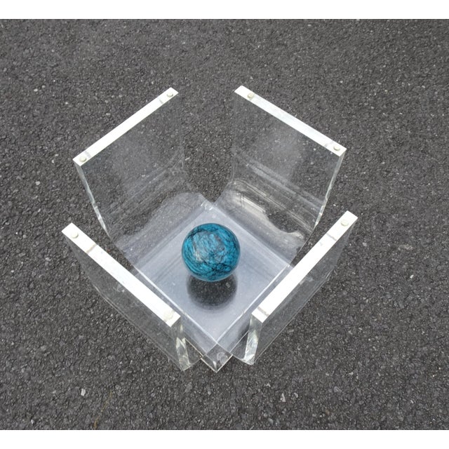 Vintage Square Coffee Table in Acrylic with Marble and Glass, 1980s For Sale - Image 11 of 16