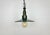 Industrial petrol enamel pendant light made in Poland during the 1960s. White enamel inside the shade. Green cast...
