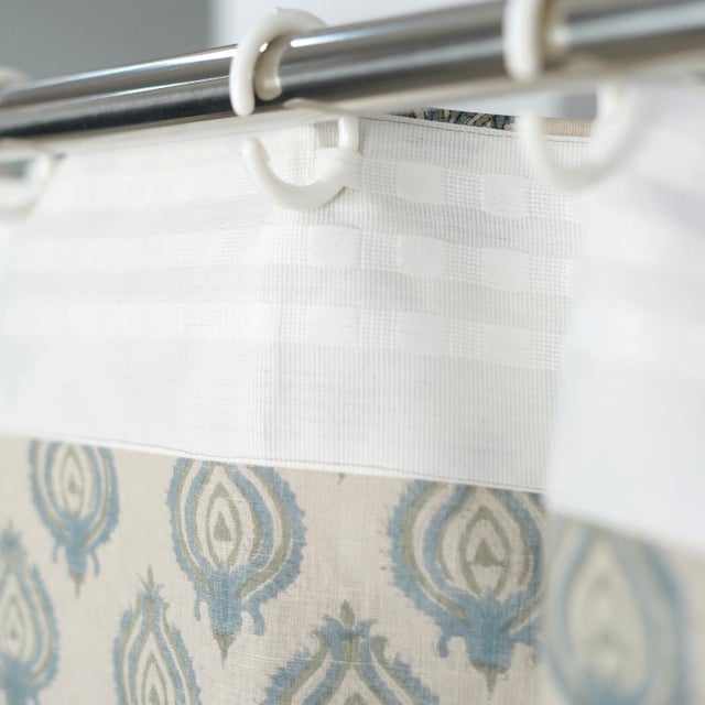 Fabdivine Viscose Linen Ring Curtain Handcrafted Block Print Elegance Size-54"x108" - Uday For Sale - Image 4 of 9