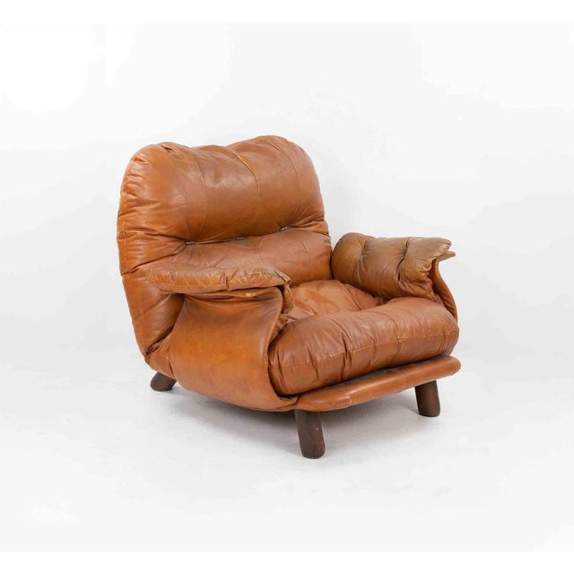 Vintage Leather Armchair by Cobianchi for INSA, Italy, 1970s For Sale - Image 3 of 8