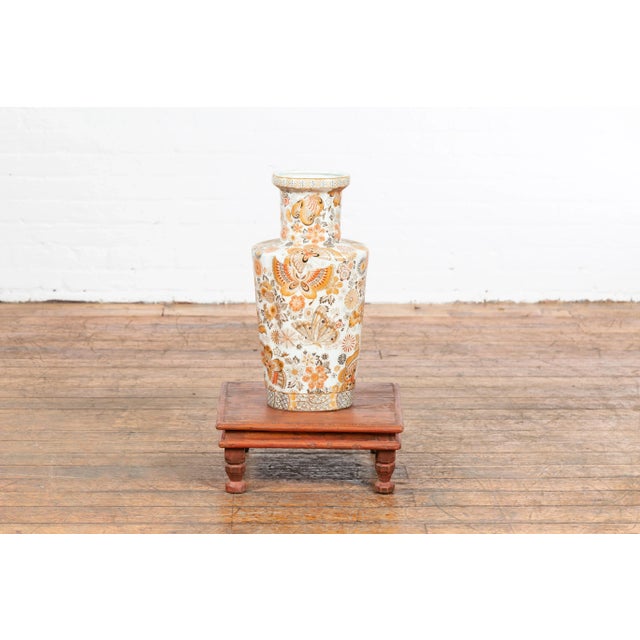 Wood Vintage Indian Low Wooden Prayer Table Stand with Carved Angular Legs For Sale - Image 7 of 13