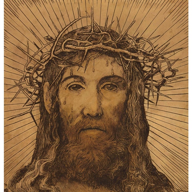 Hans Thoma, Christ with Crown of Thorns, 1902, Relief, in Good conditions. Designed 1890 to 1919