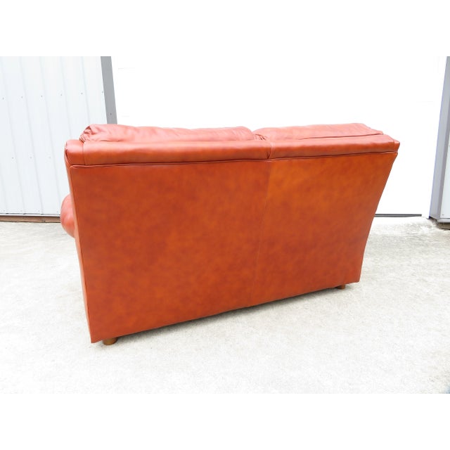 Vintage Genuine Leather 2 Seater Sofa Loveseat W/ Footstool Ottoman Bench ~ MCM For Sale - Image 9 of 15