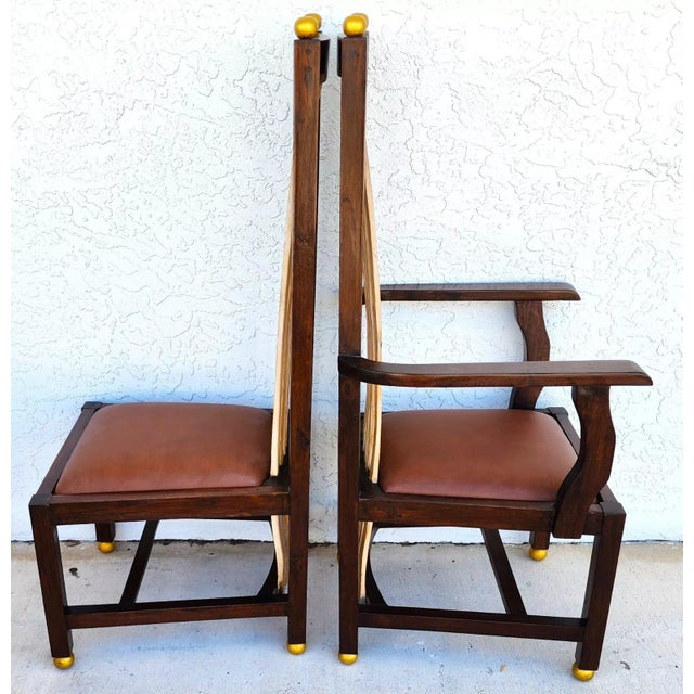 Mid-Century Modern Frank Lloyd Wright Style Dining Chairs Set of 8 For Sale - Image 3 of 12