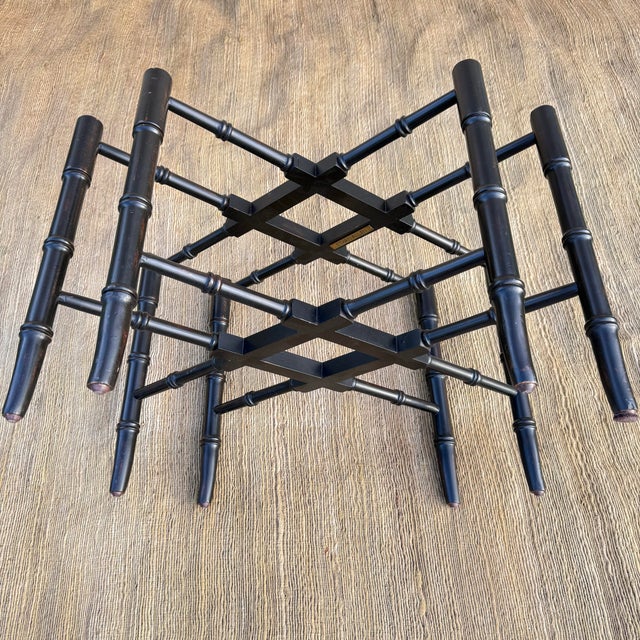 Ethan Allen Black Chinoiserie Oval Tray Table For Sale - Image 9 of 11