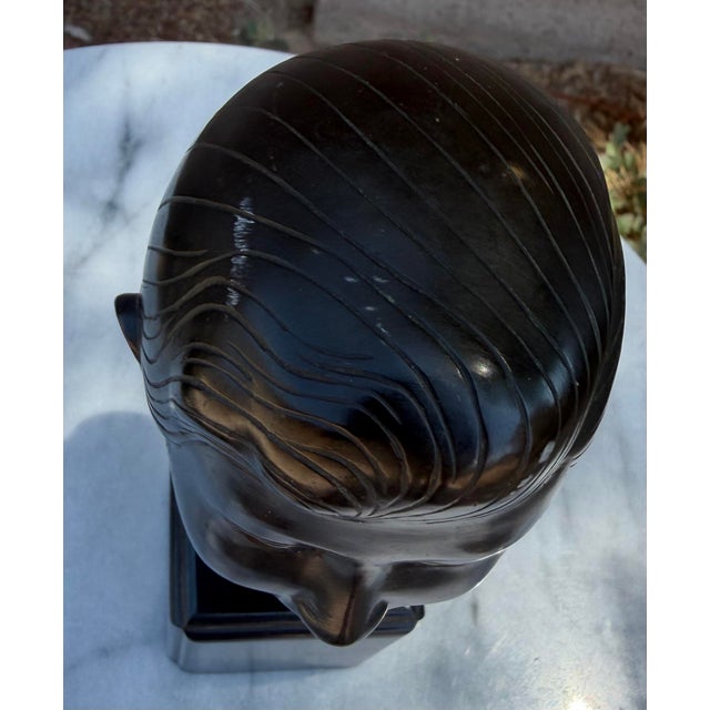 1950s Mid-Century Modernist Patinated Bronze Bust of a Vietnamese Woman by Nguyen Thanh Le (Saigon, C. 1950s/1960s) For Sale - Image 5 of 12